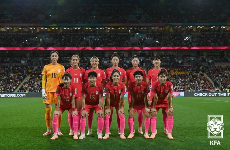 <strong>2023 FIFA 호주-뉴질랜드 여자 월드컵 H조 조별리그 3차전에 나선 한국 여자축구 대표팀.</strong>