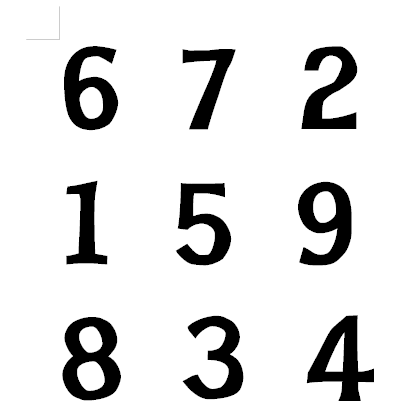 가로, 세로, 대각선의 합이 모두 15 