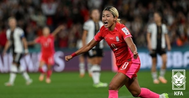 한국 여자 축구대표팀과 독일과의 2023 국제축구연맹(FIFA) 여자 월드컵 H조 조별리그 3차전에서 전반 6분에 터진 조소현의 선제골.