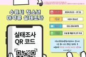 수원시, 청소년 3000여명 대상 마약류 중독 실태조사