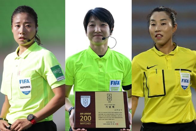 (왼쪽부터) 오현정 주심과 이슬기, 박미숙 부심.