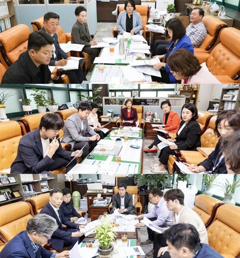 위부터 기획행정위원회 문화복지위원회 도시환경위원의 간담회 모습