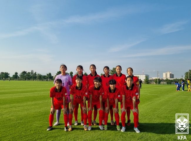 2023 한일교류전에 참가한 여자 U-14 대표팀의 모습.