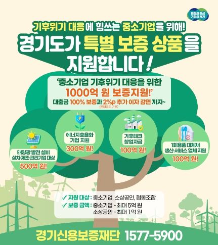 경기도, 기후위기 대응 기업에 1천억 규모 금융지원