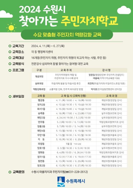 ‘2024 수원시 찾아가는 주민자치학교’ 홍보물