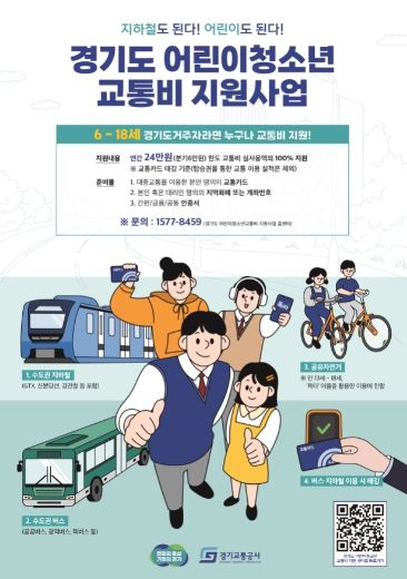 어린이청소년 교통비 지원사업 포스터