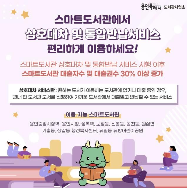 용인특례시 스마트도서관 상호대차 및 통합반납서비스 안내문