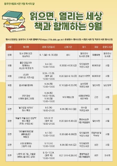 동두천 시립도서관, 독서의 달 프로그램 운영