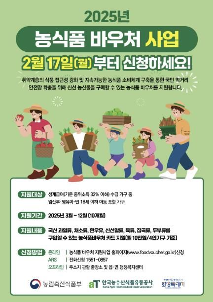 화성특례시, ‘2025년 농식품 바우처 지원사업’ 신청 접수